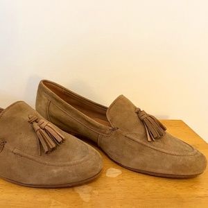 Crevo Suede Taupe Tassel Flats 8.5
